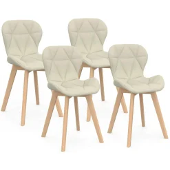 IDMarket Lot de 4 chaises en tissu beige design pour salle à manger* Collection Moderne|Collection Scandinave