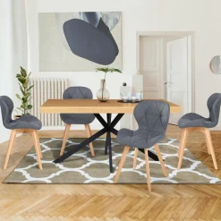 IDMarket Lot de 4 chaises en tissu gris foncé design pour salle à manger* Collection Moderne|Collection Scandinave