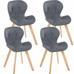 IDMarket Lot de 4 chaises en tissu gris foncé design pour salle à manger* Collection Moderne|Collection Scandinave