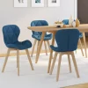 IDMarket Lot de 4 chaises en tissu bleu canard design pour salle à manger* Collection Moderne|Collection Scandinave