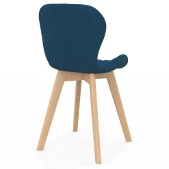 IDMarket Lot de 4 chaises en tissu bleu canard design pour salle à manger* Collection Moderne|Collection Scandinave