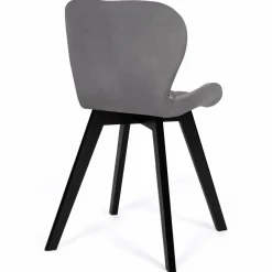 IDMarket Lot de 4 chaises en velours gris clair avec pieds noirs assise matelassée* Chaises|Tables Et Chaises