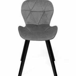 IDMarket Lot de 4 chaises en velours gris clair avec pieds noirs assise matelassée* Chaises|Tables Et Chaises