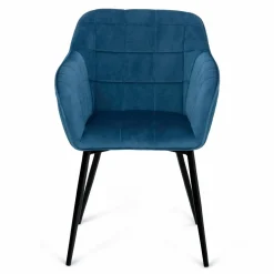 IDMarket Lot de 2 chaises en velours bleu canard avec accoudoirs* Collection Vintage|Collection Moderne