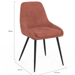 IDMarket Lot de 4 chaises en velours terracotta avec accoudoirs* Chaises|Collection Moderne