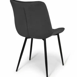 IDMarket Lot de 4 chaises en velours gris matelassé* Collection Vintage|Collection Moderne