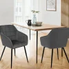 IDMarket Lot de 2 chaises en velours gris avec accoudoirs* Collection Vintage|Collection Moderne