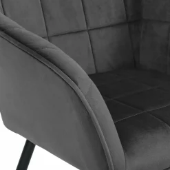 IDMarket Lot de 2 chaises en velours gris avec accoudoirs* Collection Vintage|Collection Moderne