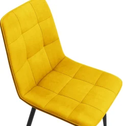 IDMarket Lot de 4 chaises en velours bleu, jaune, gris clair et gris foncé matelassé* Collection Vintage|Collection Moderne