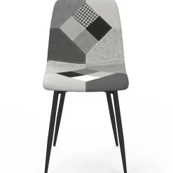 IDMarket Lot de 6 chaises en velours gris foncé, gris clair, beige, noir et patchworks x2 pour salle à manger* Collection Moderne|Salle À Manger Complète