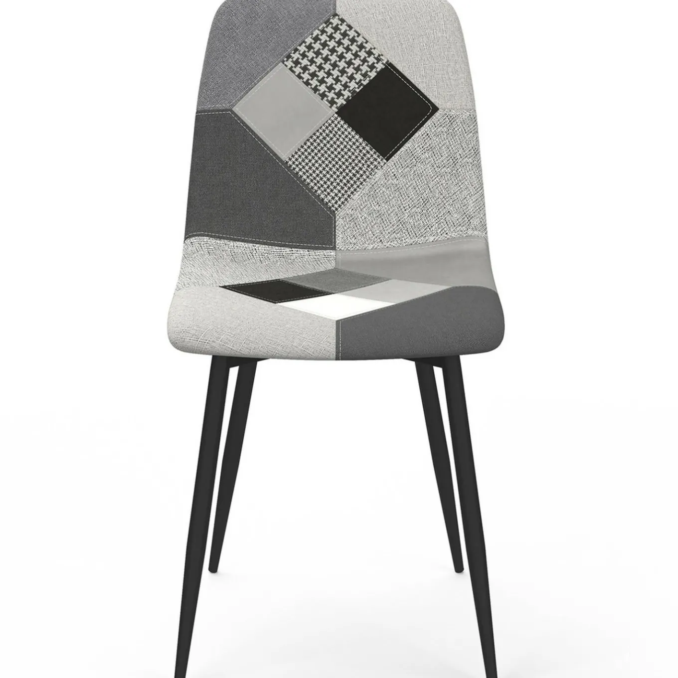 IDMarket Lot de 6 chaises en velours gris foncé, gris clair, beige, noir et patchworks x2 pour salle à manger* Collection Moderne|Salle À Manger Complète