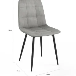 IDMarket Lot de 6 chaises en velours gris foncé, gris clair, beige, noir et patchworks x2 pour salle à manger* Collection Moderne|Salle À Manger Complète