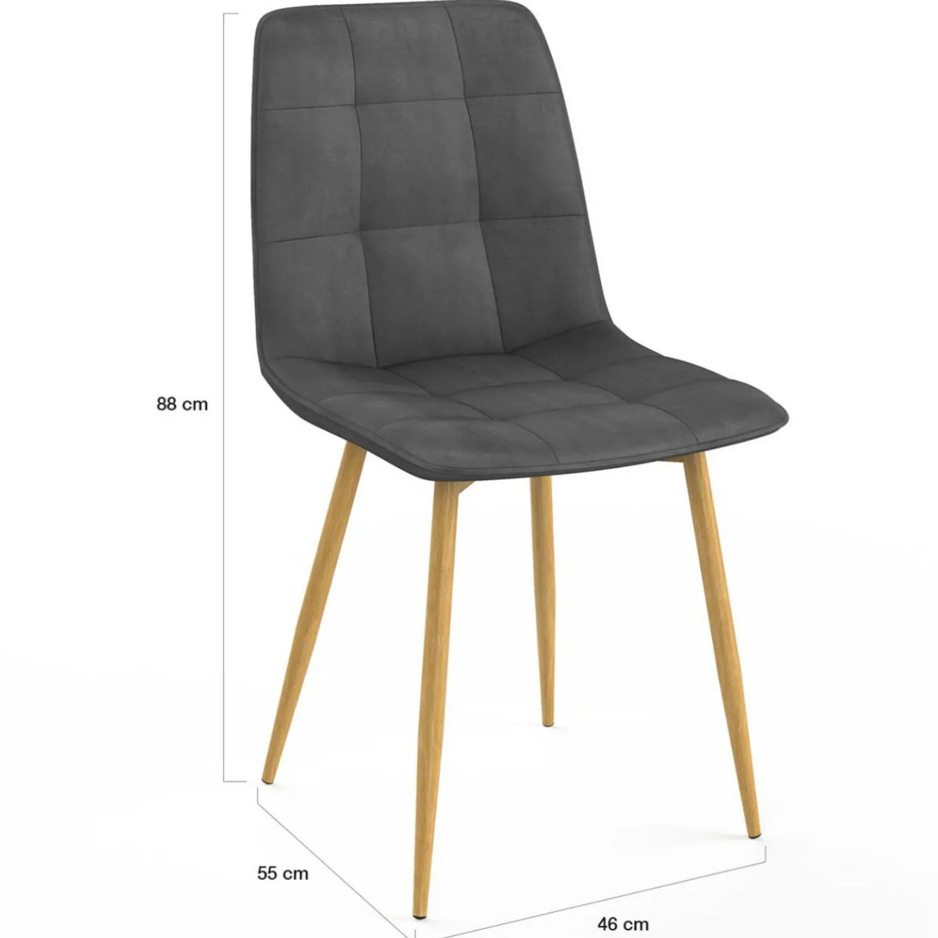 IDMarket Lot de 6 chaises en velours gris foncé pied effet bois pour salle à manger* Chaises|Tables Et Chaises