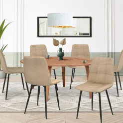 IDMarket Lot de 6 chaises en velours taupe pour salle à manger* Collection Vintage|Chaises