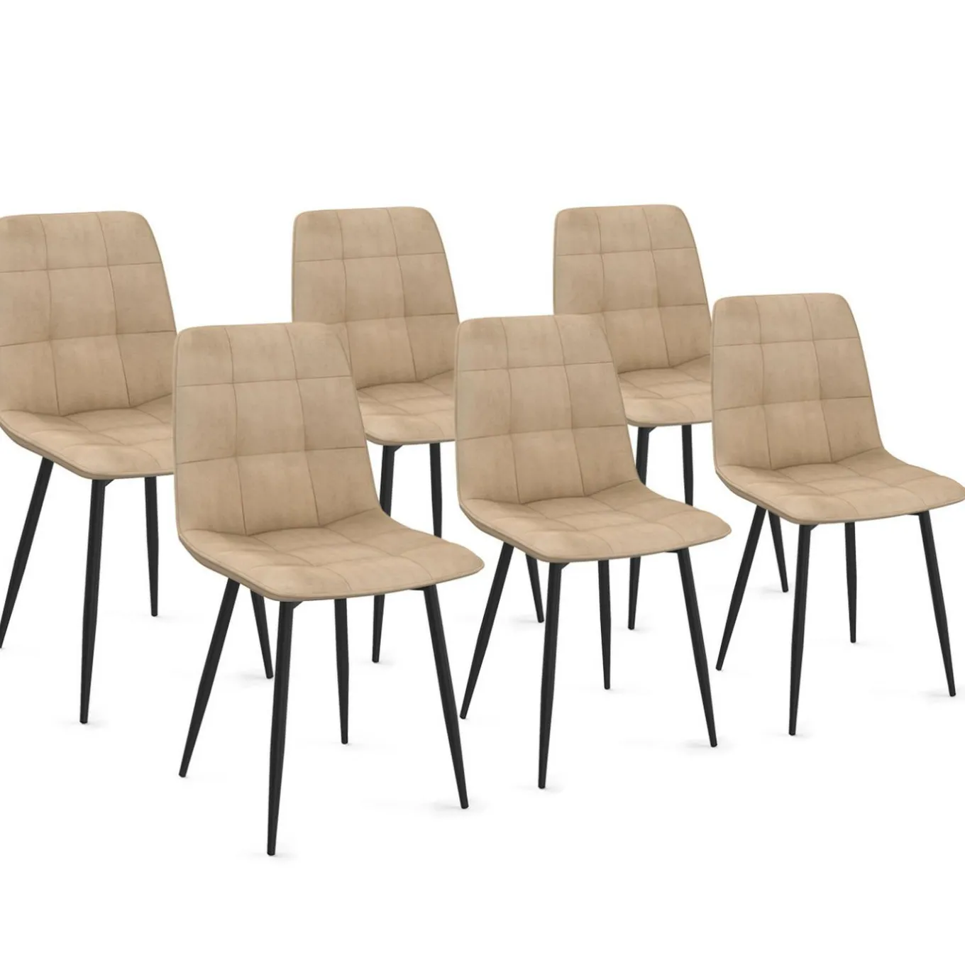 IDMarket Lot de 6 chaises en velours taupe pour salle à manger* Collection Vintage|Chaises