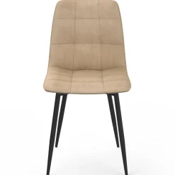 IDMarket Lot de 6 chaises en velours taupe pour salle à manger* Collection Vintage|Chaises