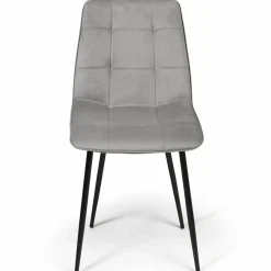 IDMarket Lot de 6 chaises en velours bleu x2, jaune, gris clair et gris foncé x2 matelassé* Collection Vintage|Collection Moderne