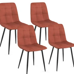 IDMarket Lot de 4 chaises en velours terracotta pour salle à manger* Chaises|Collection Moderne