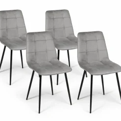 IDMarket Lot de 4 chaises grises pour salle à manger* Collection Contemporaine|Collection Moderne