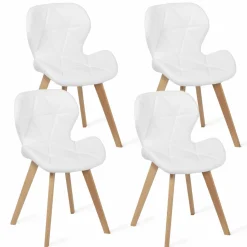 IDMarket Lot de 4 chaises matelassées blanches* Collection Moderne|Collection Scandinave