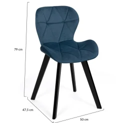 IDMarket Lot de 4 chaises matelassées velours bleu* Collection Moderne|Salle À Manger Complète