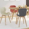 IDMarket Lot de 4 chaises matelassées gris, terracotta et beige x2* Collection Moderne|Collection Scandinave