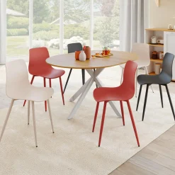 IDMarket Lot de 6 chaises mix color gris foncé x2, terracotta x2, beige x2 pieds en métal* Collection Design|Tables Et Chaises