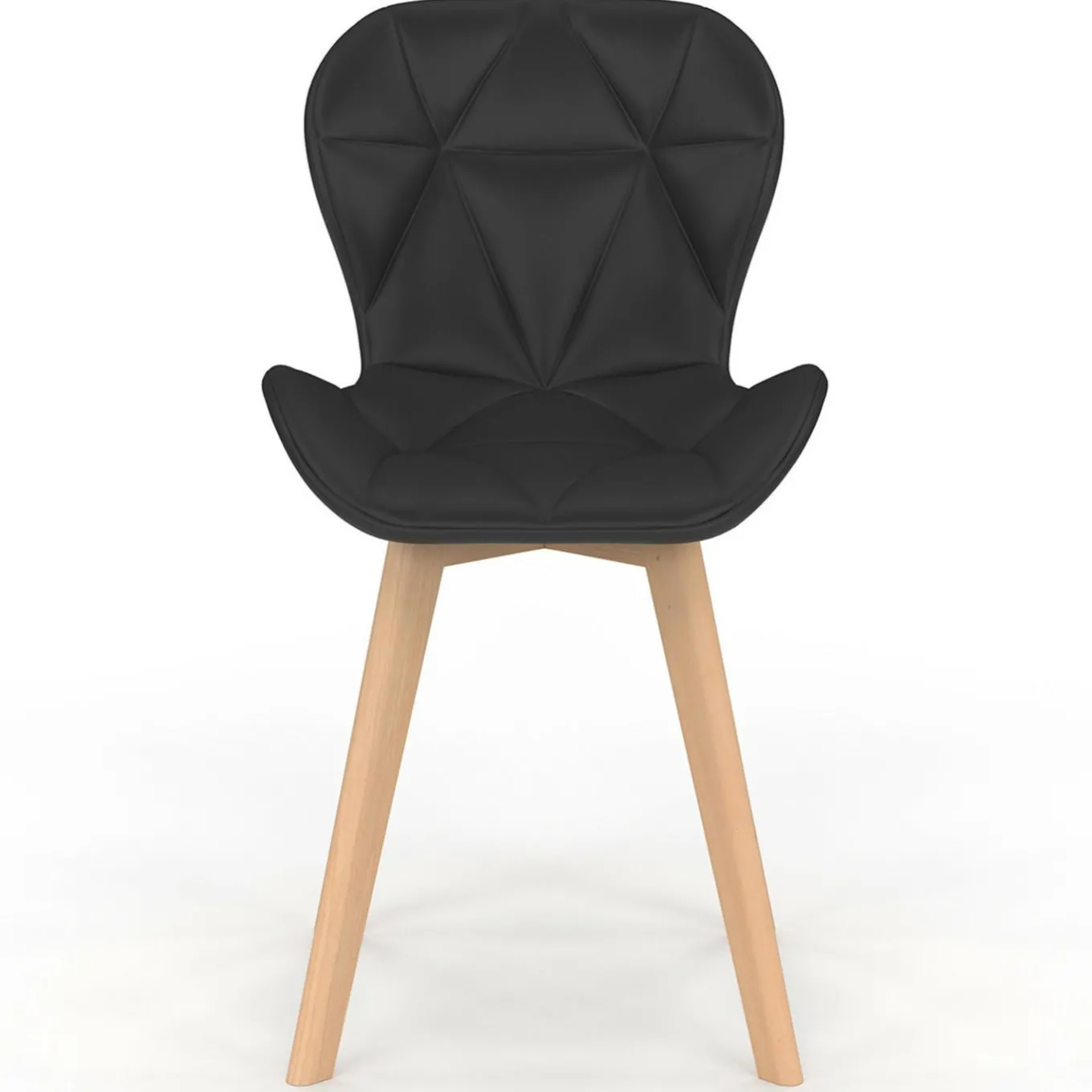 IDMarket Lot de 6 chaises modernes en PU noir pieds en bois pour salle à manger* Collection Scandinave|Chaises
