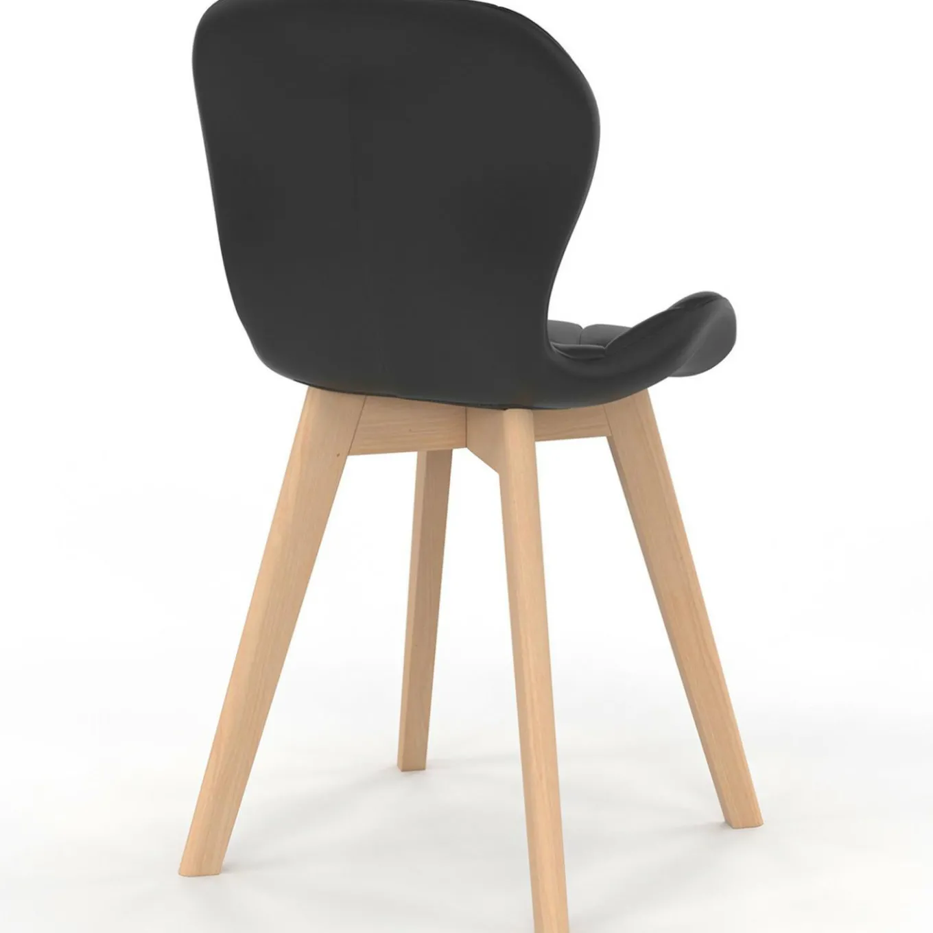 IDMarket Lot de 6 chaises modernes en PU noir pieds en bois pour salle à manger* Collection Scandinave|Chaises