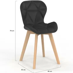 IDMarket Lot de 6 chaises modernes en PU noir pieds en bois pour salle à manger* Collection Scandinave|Chaises
