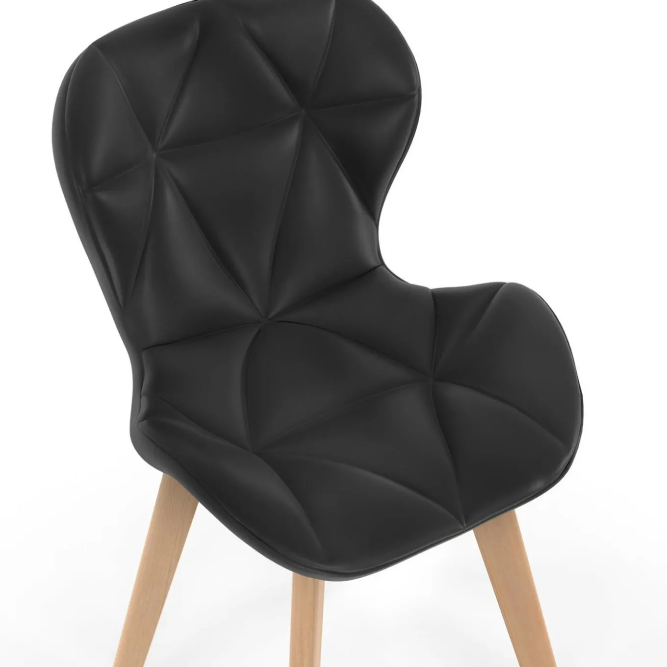 IDMarket Lot de 6 chaises modernes en PU noir pieds en bois pour salle à manger* Collection Scandinave|Chaises