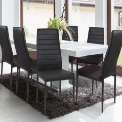 IDMarket Lot de 6 chaises noires* Collection Contemporaine|Salle À Manger Complète