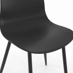 IDMarket Lot de 6 chaises noires avec pieds en métal* Chaises|Collection Moderne