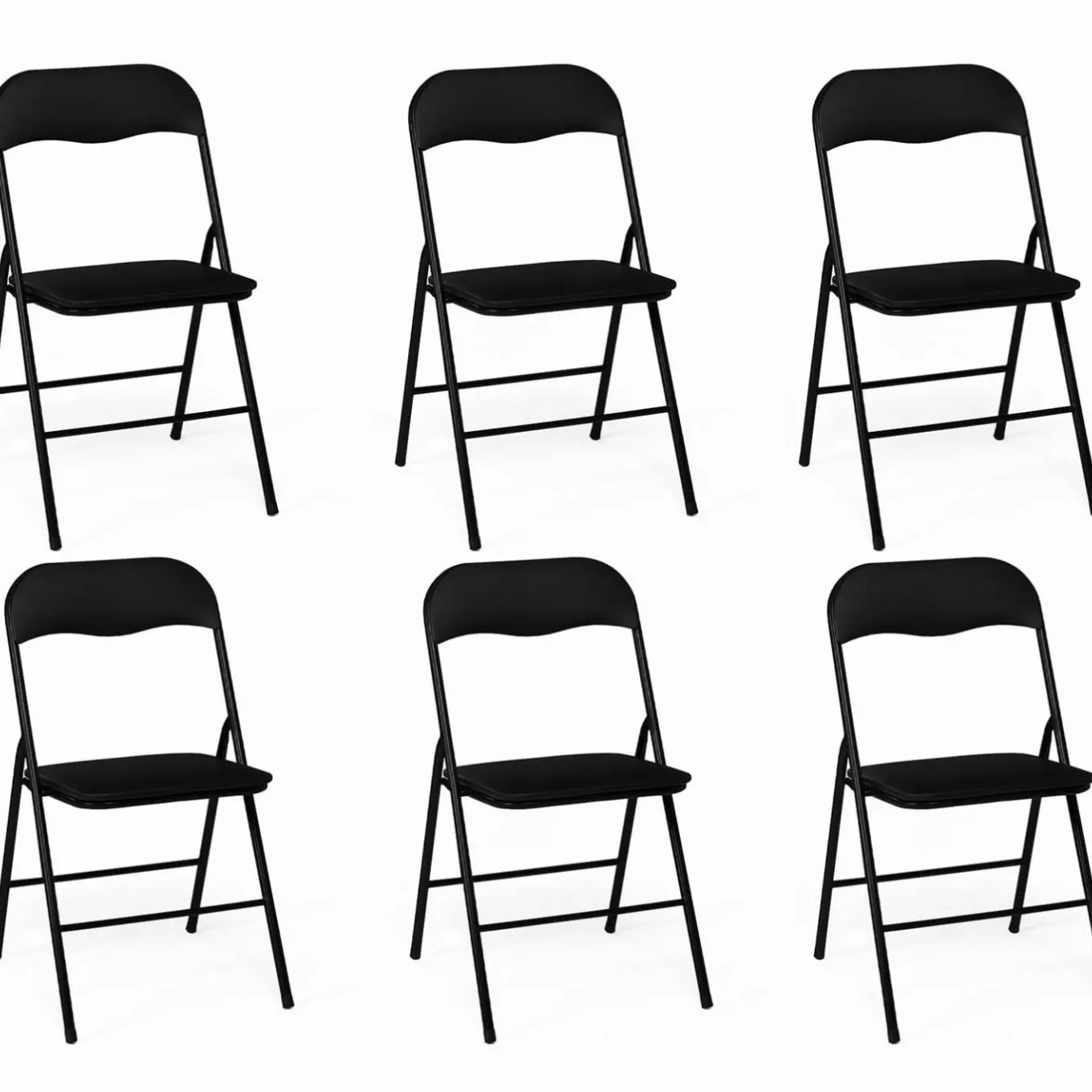 IDMarket Lot de 6 chaises noires pliables d’intérieur* Salle À Manger Complète|Tables Et Chaises