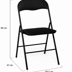 IDMarket Lot de 6 chaises noires pliables d’intérieur* Salle À Manger Complète|Tables Et Chaises