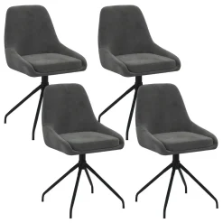 IDMarket Lot de 4 chaises pivotantes en velours gris foncé avec accoudoirs* Chaises|Tables Et Chaises