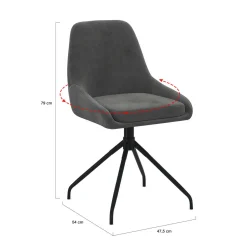 IDMarket Lot de 4 chaises pivotantes en velours gris foncé avec accoudoirs* Chaises|Tables Et Chaises