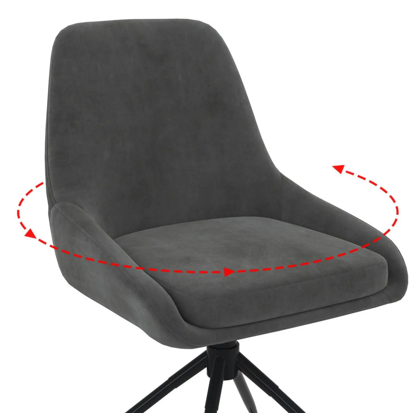 IDMarket Lot de 4 chaises pivotantes en velours gris foncé avec accoudoirs* Chaises|Tables Et Chaises