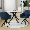 IDMarket Lot de 2 chaises pivotantes de salle à manger, fauteuils de table en velours bleu* Chaises|Tables Et Chaises