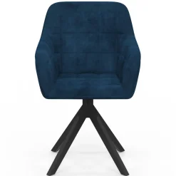 IDMarket Lot de 2 chaises pivotantes de salle à manger, fauteuils de table en velours bleu* Chaises|Tables Et Chaises