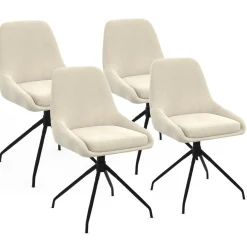 IDMarket Lot de 4 chaises pivotantes en velours beige avec accoudoirs* Chaises|Tables Et Chaises