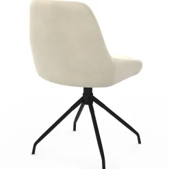 IDMarket Lot de 4 chaises pivotantes en velours beige avec accoudoirs* Chaises|Tables Et Chaises