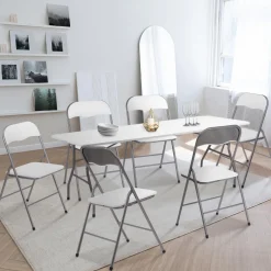 IDMarket Lot de 6 chaises pliantes blanches d’intérieur* Salle À Manger Complète|Tables Et Chaises