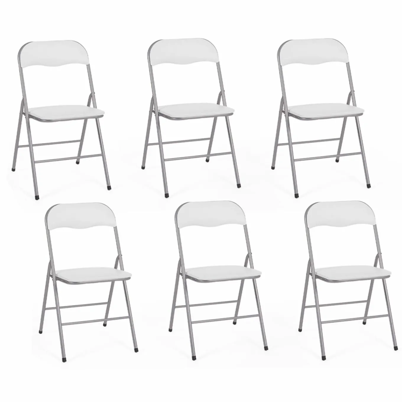 IDMarket Lot de 6 chaises pliantes blanches d’intérieur* Salle À Manger Complète|Tables Et Chaises