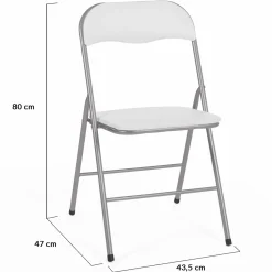 IDMarket Lot de 6 chaises pliantes blanches d’intérieur* Salle À Manger Complète|Tables Et Chaises