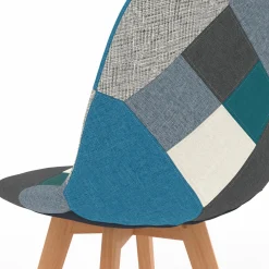 IDMarket Lot de 4 chaises scandinaves patchworks bleus et gris* Collection Scandinave|Salle À Manger Complète