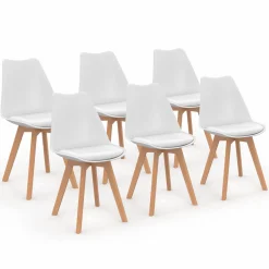 IDMarket Lot de 6 chaises scandinaves blanches* Collection Scandinave|Salle À Manger Complète