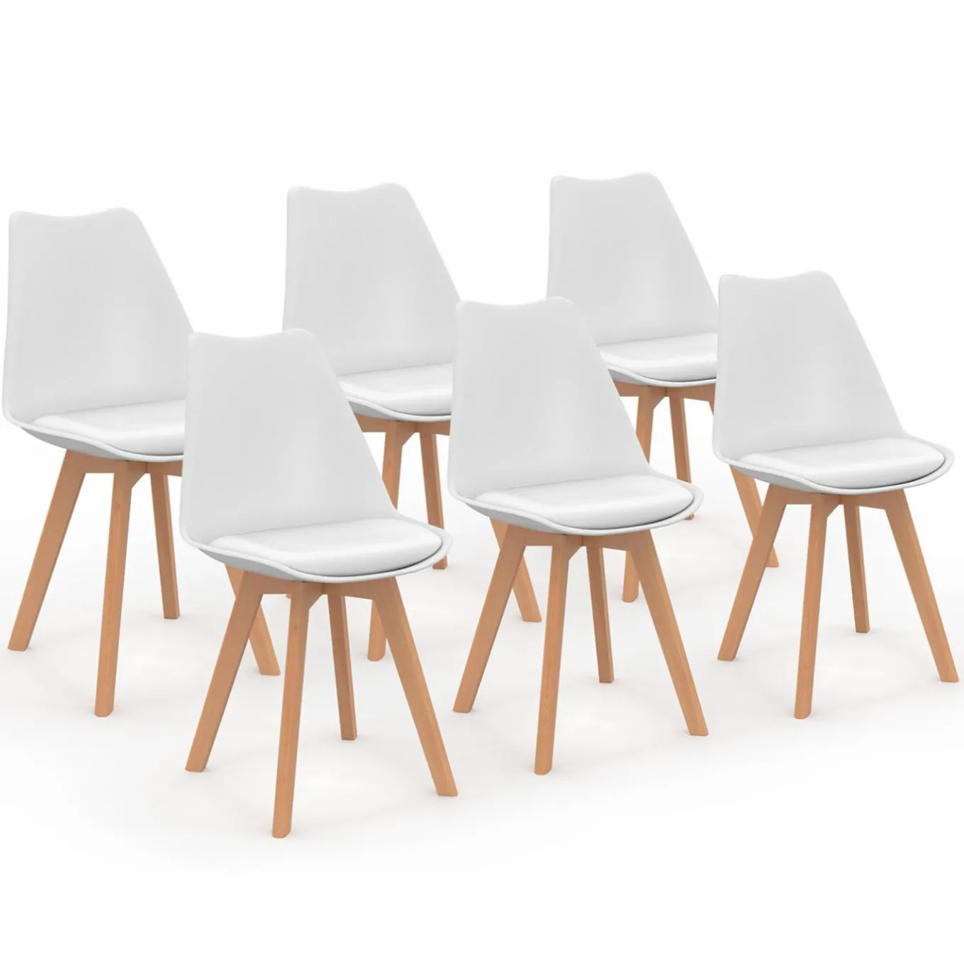 IDMarket Lot de 6 chaises scandinaves blanches* Collection Scandinave|Salle À Manger Complète