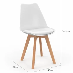 IDMarket Lot de 6 chaises scandinaves blanches* Collection Scandinave|Salle À Manger Complète