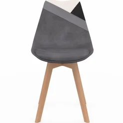 IDMarket Lot de 6 chaises scandinaves mix color gris foncé, blanc, noir et velours patchworks* Collection Scandinave|Tables Et Chaises